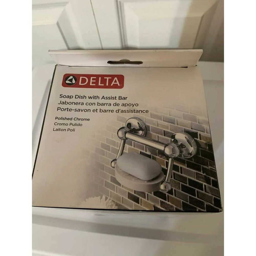 New‎ Delta Faucet DF701PC Bath Hardware Accessory Soap Dish with Assist Bar